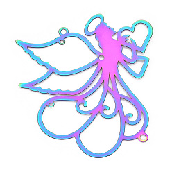 Rainbow Color 201 Ссылки на компоненты люстры-ангела из нержавеющей стали, Радуга цветов, 57x55x0.3 мм, отверстие : 1~1.8 мм