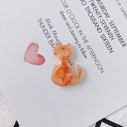 Оранжевый Непрозрачные подвески из ацетата целлюлозы (смолы), кошачье очарование, оранжевые, 25x17x2.5 мм