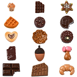 (52) Непрозрачная лаванда 15 стили смолы декодируют кабошоны, имитация еды, разнообразные, разноцветные, 14~27x13.5~26x5~9.5 мм, 1 шт / стиль