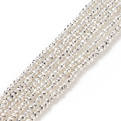 Silver Plated Electroplate Non-magnetic Synthetic Hematite Beads Strands, Grade AA, Long-Lasting Plated, Faceted, Rondelle, Silver Plated, 4x2mm, Hole: 1mm, about 175pcs/strand, 15.7 inch(40cm)