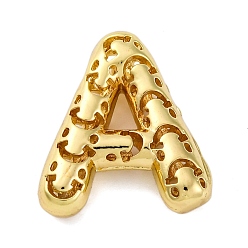 Letter A Латунные подвески, стойки покрытие, долговечный, без кадмия и без свинца, подвески с полыми буквами, буква a, 21.5x19x6.5 мм, отверстие : 4.7x3 мм
