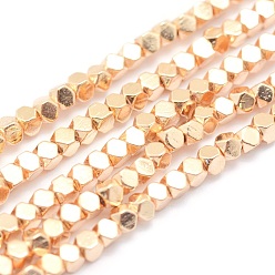 Light Gold Plated Electroplate Non-magnetic Synthetic Hematite Beads Strands, Grade AA, Long-Lasting Plated, Faceted, Cube, Light Gold Plated, 2x2x2mm, Hole: 0.5mm, about 198pcs/strand, 15.7 inch(40cm)