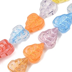 Gemischte Farbe Backfarbe transparente Glasperlen, Blatt, Gemischte Farbe, 12x10x4 mm, Bohrung: 1 mm, ca. 30 Stk. / Strang, 14.17'' (36 cm)