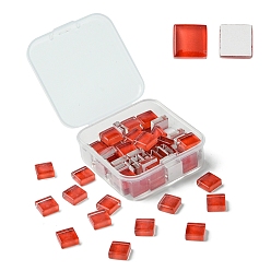 Красный 60 шт. Прозрачные стеклянные кабошоны, квадратный, красные, 9.8x9.8x4 мм