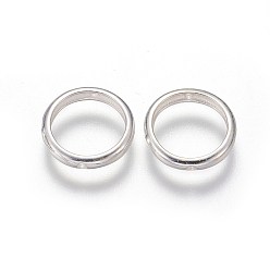 Silver 925 Sterling Silver Bead Frames, Ring, Silver, 12x2mm, Hole: 0.8mm, 10mm inner diameter