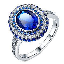 Blue Stunning Emerald and Diamond Gemstone Ring for Women - Exquisite Jewelry Piece, Blue, No.9