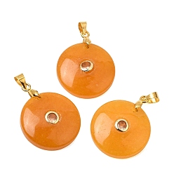White Jade Dyed Natural White Jade Pendants, Coin Charms with Brass Pave Cubic Zirconia Findings, Golden, Gold, 27x21x5mm, Hole: 4x3.5mm