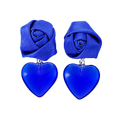 Blue Vintage Floral Rose Heart Earrings for Women - Creative Minimalist Fashion Jewelry