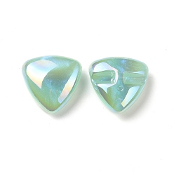 Vert Pâle Perles acryliques placage irisé arc-en-ciel, perles de paillettes, triangle avec motif lettre h, vert pale, 34.5x35x14.5mm, Trou: 3mm