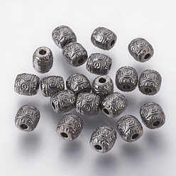 Gunmetal Tibetan Style Alloy Beads, Lead Free & Cadmium Free, Barrel, Gunmetal, 6x6mm, Hole: 1.6mm