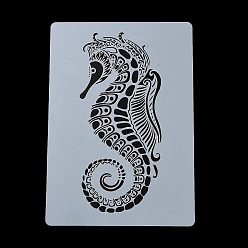 Sea Horse Plastic Hollow Out Drawing Painting Stencils Templates, for Painting on Scrapbook Fabric Tiles Floor Furniture Wood, Sea Horse, 291x210x0.3mm