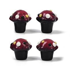 Коричневый Стеклянные бугорчатые бусины, мороженое, с эмалью, окрашенный и сердечный, коричневые, 13.5x13 мм, отверстие : 1.6 мм