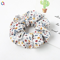 C225A Small Flower Hairband - Off-White Pineapple Fabric Hair Tie for Women's Office Look - Elastic Headband Accessory
