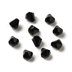 Black Glass Imitation Austrian Crystal Beads, Faceted, Diamond, Black, 8x7.5mm, Hole: 0.9mm