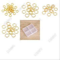 Golden 360Pcs 4 Styles Alloy Soldered Closed Jump Rings, Round, Golden, 6~12x1~1.2mm, 16~18 Gauge, Inner Diameter: 3.8~9.3mm, 360pcs/box