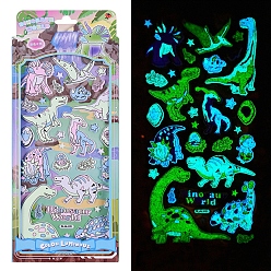 Colorful 30Pcs Luminous PVC 3D Dinosaur Adhesive Sticker Sets, Waterproof Dinosaur Decals, Glow in Dark, for Kid's Art Craft, Colorful, 230x95mm