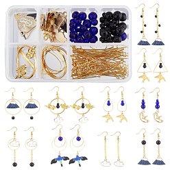 Golden DIY Dangle Earring Making Kits, Including Alloy Pendants & Link Connectors, Brass Cable Chains & Linking Rings & Earring Hook & Jump Rings & Pins, Glass Beads, Golden, 18x24.5x1.2mm, Hole: 2.5mm, 6pcs/box