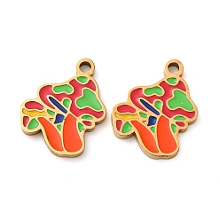 Разноцветный 304 подвески из нержавеющей стали, с эмалью, ионное покрытие (ip), гриб, красочный, 14.4x11x1.5 мм