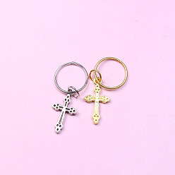 Cross (with a circled length of 36*11) Boho Hair Accessories Set with Zinc Alloy Braiding Rings, Shell Starfish and Clover Charms
