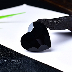 Черный Натуральный обсидиан резное сердце скульптура витрина украшения, для домашнего офисного стола, чёрные, 30x10 мм