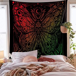 Crimson Polyester Butterfly Pattern Trippy Wall Hanging Tapestry, Sun Moon Hippie Tapestry for Bedroom Living Room Decoration, Rectangle, Crimson, 1500x1300mm