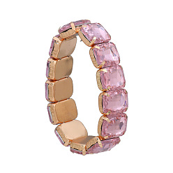 Pink Sparkling Stretch Bracelet for Women - Hip Hop Punk Style Jewelry with Elastic Band and Shiny Rhinestones
