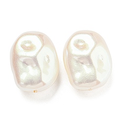 White ABS Plastic Imitation Pearl Bead, Half Drilled, White, 19x14.5x9mm, Hole: 0.8mm