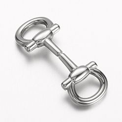 Stainless Steel Color 304 Stainless Steel Clasps, Stainless Steel Color, 42.5x16x5mm, Hole: 6x10mm