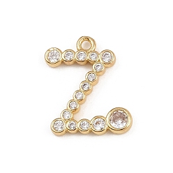 Letter Z Латунные микро проложить кубического циркония подвески, стойки покрытие, долговечный, без кадмия и без свинца, реальный 18 k позолоченный, Письмо Z, 16x15x2 мм, отверстие : 1.5 мм