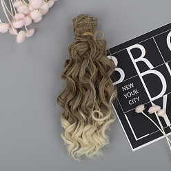 Dark Khaki High Temperature Fiber Long Instant Noodle Curly Hairstyle Doll Wig Hair, for DIY Girl BJD Makings Accessoriess, Dark Khaki, 150mm