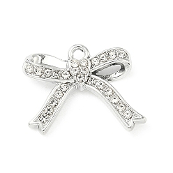 Платина Подвески из сплава и страза, бантом прелести, uv покрытие, платина, 16.5x21.5x4.3 мм, отверстие : 1.8 мм