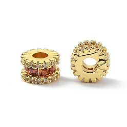 Real 18K Gold Plated Brass Rhinestone Beads, Column, Real 18K Gold Plated, 8x5mm, Hole: 3mm