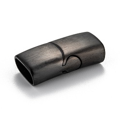 Couleur Gunmetal Mat 316 fermoirs magnétiques chirurgicaux en acier inoxydable avec extrémités à coller, givré, rectangle, couleur bronze, 24.5x12x7mm, Trou: 5x10mm