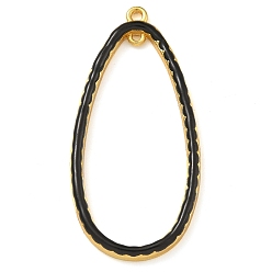 Черный Подвески из латуни с эмалью в стойку, долговечный, без свинца и без кадмия, реальный 18 k позолоченный, очарование слезы, чёрные, 45x22x3 мм, Отверстие : 1.6 мм & 1 мм