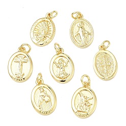 Настоящее золото 18K Латунные подвески, овальные амулеты, без свинца и без кадмия, стойки покрытие, долговечный, реальный 18 k позолоченный, 17.5x11.5x2 мм, Перейти кольцо: 5x0.9 мм, 3.2 мм внутренним диаметром