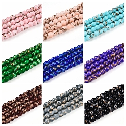 (52) Непрозрачная лаванда Выпечки нарисованных стеклянных бусин прядей, круглые, волочильных стиле, разноцветные, 6~6.5 мм, отверстие : 1 мм, около 139~162 шт / нитка, 29.53~34.25 дюйм (75~87 см)