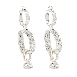 Серебро Латунное микропейв, прозрачный кубический цирконий, складные застежки, овальные, серебряные, 44 мм