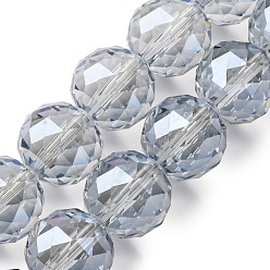 Гейнсборо Прозрачные стеклянные бусины гальваническим пряди, круглые, граненые, светло-серые, 18x16.5 мм, отверстие : 2 мм, около 22 шт / нитка, 14.37 дюйм (36.5 см)