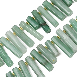 Зеленый Авантюрин Естественный зеленый авантюрин бисер нитей, колонка, 11~36x6.5~7 мм, отверстие : 1~1.2 мм, около 40~42 шт / нитка, 15.35~15.75'' (39~40 см)