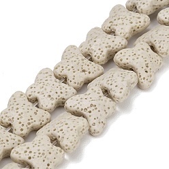 Желтая Старая Ткань  Бусы из натуральной лавы, окрашенные, бабочка, старое кружево, 13.5x12x6.5 мм, отверстие : 1 мм, около 35 шт / нитка, 13.78~13.98'' (35~35.5 см)