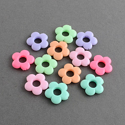 Mixed Color Flower Acrylic Bead Frames, Mixed Color, 19x18.5x4mm, Hole: 1.5mm, about 640pcs/500g