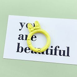Yellow Rabbit Ear Baking Painted Alloy Spring Gate Rings, Yellow, 37x28mm