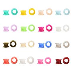 Mixed Color 32Pcs 16 Colors Silicone Thin Ear Gauges Flesh Tunnels Plugs, Ring, Mixed Color, 10mm, Hole: 9.4mm, 2pcs/color