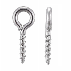Stainless Steel Color 304 Stainless Steel Screw Eye Pin Peg Bails, For Half Drilled Beads, Stainless Steel Color, 10x4x1mm, Hole: 2mm