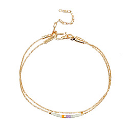 MI-B220422L Colorful Miyuki Beaded Double-Layer Bracelet with Gold Plated Wire, Unique Jewelry