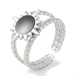 Нержавеющая Сталь Цвет 304 эмалевые кольца на пальцах манжеты из нержавеющей стали, открытые кольца от солнца для женщин, цвет нержавеющей стали, 14.5x14.5 мм