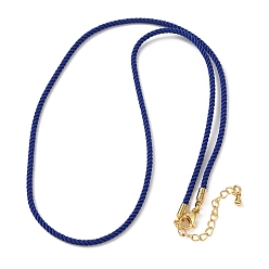 Синий 2мм круглый нейлоновый миланский шнур для изготовления ожерелья, с латунными выводами и 303 застежками из лобстера из нержавеющей стали, реальный 18 k позолоченный, синие, 18.50~18.70 дюйм (47~47.5 см)