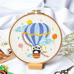 Panda DIY Display Decoration Embroidery Kit, Including Embroidery Needles & Thread, Cotton Fabric, Panda Pattern, 177x172mm