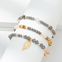 Серый Минималистичный женский браслет из жемчужной смолы со стеклянными бусинами в трех цветах, серые, показать на картинке