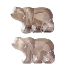Grey Agate Natural Grey Agate Carved Pendants, Zuni Bear Charms, 30~32.5x46~47x6~8mm, Hole: 1mm
